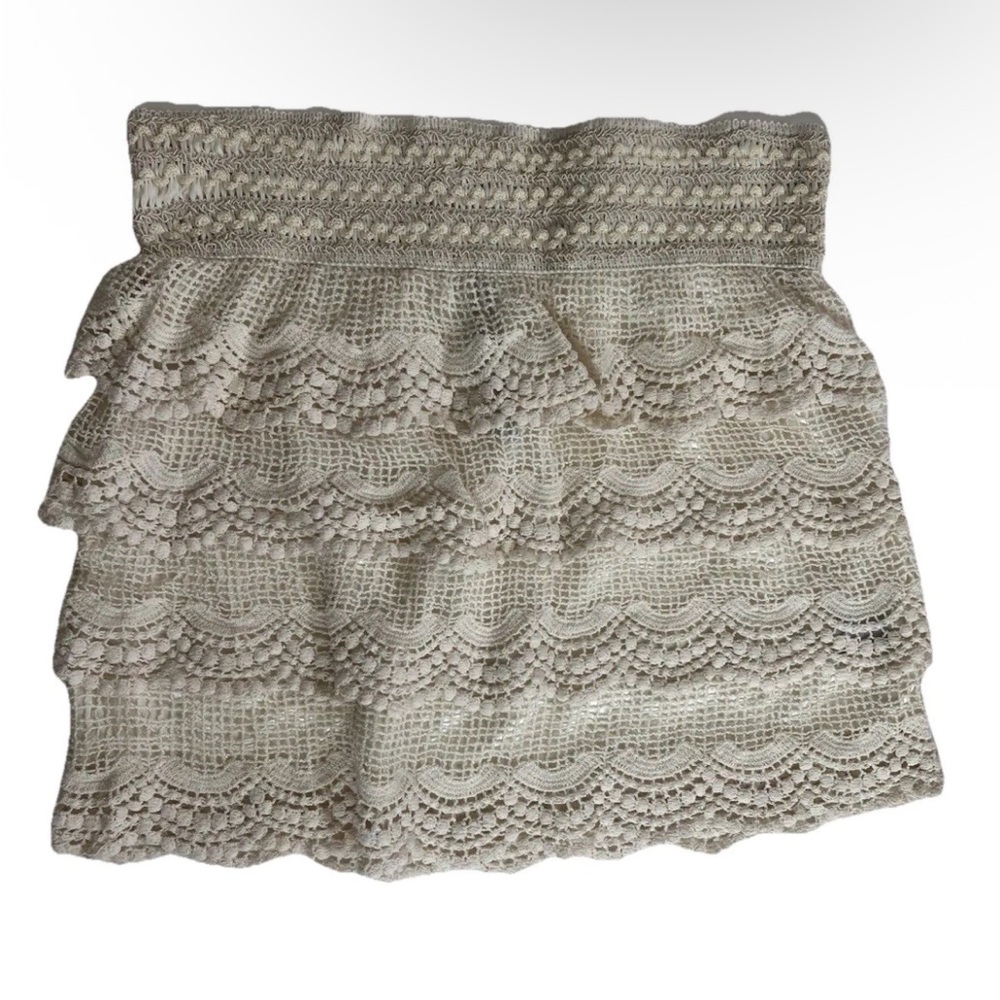 Nella Fantasia Women’s Tiered Lace Mini Skirt S Boho Festival Cotton Romantic